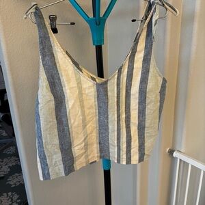 UpWest Blue and Cream Striped Crop Top
